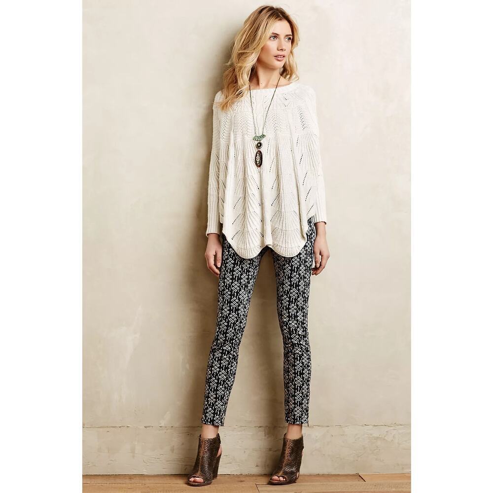 Pilcro Anthropologie Printed Serif Sateen Skinny Pants 26 geometric zip ankle